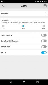 Reolink Argus App Alarm Screen